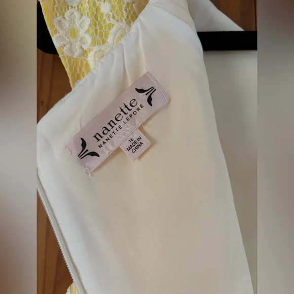 Nanette Lepore Pale Yellow Floral Lace Spring Dress - Picture 7 of 11